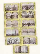 Lot of 11 Antique 1870s Stereoview Cards - Boston & Suburbs Harvard Bunker Hill picture
