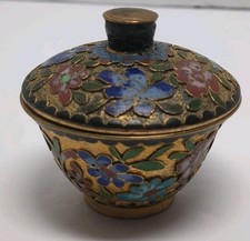 Vintage Tiny Chinese Cloisonné Lidded Jar picture