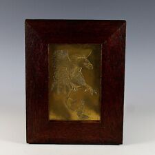 Vintage Bronze  Handmade Plaque of Eagle, Intaglio, Quarter Sawn Oak Frame picture