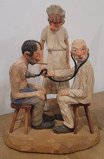 Vintage Andy Anderson Hand Carved Doctor Scene Figurine HTF Signed picture