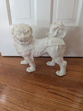 Vintage Blanc de Chine Porcelain Striding Foo Dog Glossy White Walking Lion picture