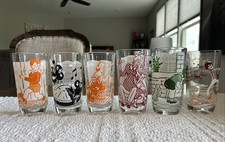 Vintage 1950's Hazel Atlas Big Top Peanut Butter Sing A Song Glasses Set of 6 picture