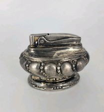 Vtg 1950s Ronson Crown Silver Plated Etched Design Table Lighter MCM picture
