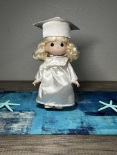 Precious Moments “Blonde Graduate” Doll 1999 White Gown Cap picture