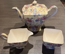 Royal Winton Grimwades Welbeck Chintz 1995 Teapot Creamer Sugar Set England picture