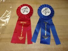 2 Horse Show Plain Ribbons Blue 1st Place Red 2nd Place  picture