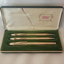1980's Cross 10Kt GF 3 Piece Ballpoint Pen Soft Tip Pen Pencil Set Gen Electric picture