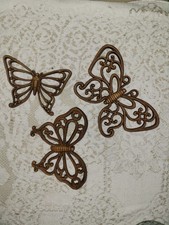 Homco Butterflies Brown Plastic Wall Art Butterfly Vintage 1978 Set of 3 picture