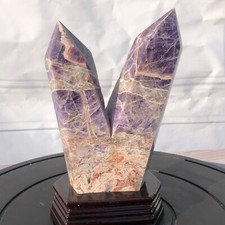 3.8lb Natural Polishing Fantasy Amethyst Quartz Crystal Obelisk Meditative Tower picture