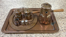 Vintage Artesanias Taxco Mexican Copper Tea Set 9 Piece picture
