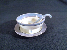 Noritake 3 Pc Mayo Set Blue Lustre Rim Black Verge Green Morimura Mark 1918/21 picture
