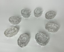 Antique Mardi Gras Clear Salt Cellar Dip Duncan & Miller Oval Pressed Set of 8 picture