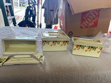Vintage Hall China CROCUS Refrigerator Dishes Set - 3 Bases / 2 Intact picture
