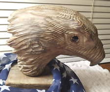 American Folk Art Eagle Head Skillfully Hand Carved Amazing Grain USA Pride picture