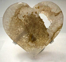 Rose quartz Heart-Shaped Polished Crystal/Mineral Piece w/Druzy Opening,5