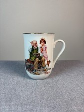 Norman Rockwell Museum The Cobbler Mug 1982 Porcelain Gold Trimmed picture