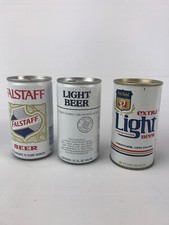 Antique Vintage Empty Steel Beer Cans Falstaff Light Beer Peter Hand Lot 3  picture