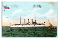 U.S.S. Brooklyn American Flag Steamer Postcard 1909 D13 picture