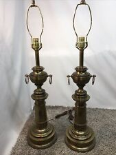 Pair LARGE Vintage Unique MCM Stiffel Brass Table Lamps 33