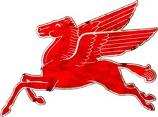 Distressed Pegasus Flying Horse Sign 47x36 picture