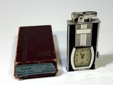 Rare 1935 art deco enamel Ronson combination watch lighter in original box picture