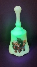 Fenton Uranium Campbell Kids Bell Shaped Music Box 1984 Custard Glass picture