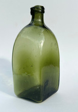 Rare Georgian Black Green Glass Square Section Pontilled Medical Utility 1820s picture