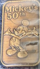 Vintage Mickey's 50th Anniversary Commemorative Bar/Medallion 1928-1978 picture