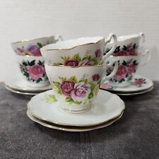 Teleflora Teacup Saucer Set Mixed Flower Pattern 100th Anniversary 2008 Set of 6 picture