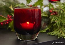 Glassybaby GRATEFUL RED Glass Votive Holder Dark Red Pre-Triskelion picture