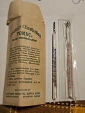 2 Vintage Fever Themometer 1 Rectal 1 Oral Tomac American Hospital Supply Co picture