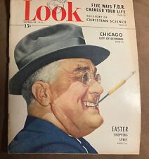 Vintage LOOK Magazine April 12, 1949 Franklin D. Roosevelt Cigarette 49 Ford Ad picture