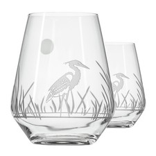 Rolf Glass Heron Stemless Wine Tumbler 18 oz Lead-Free Glass Set of 2 picture