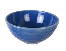 1930s California Pottery Ringware Blue Glazed Ceramic Mixing Bowl 8x4