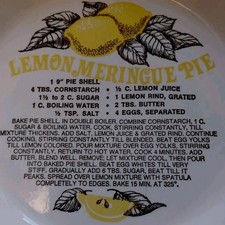 Vtg Country Harvest Lemon Meringue Pie Recipe Plate USA Bake Ceramic NWOB  picture