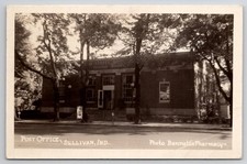 RPPC Sullivan Indiana Post Office 1944 Bennett's Pharmacy Real Photo Postcard picture