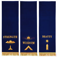 Handcrafted on Velvet Masonic Blue Lodge Pedestal Covers - Set of Three picture