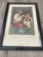 Antique First Communion Framed 1925 picture