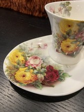 Royal Elfreda Flowers Tea Cup & Abstract Unique Saucer, by Alisson... No Chips picture