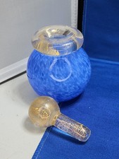 Italian MURANO Perfume Bottle Venetian Blown Glass Gold Fleck Vintage Hand Blown picture