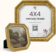 4X4 Vintage Picture Frame - Gold Antique Frame 4X4, Square Ornate Frames 4 X 4 w picture