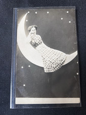 Antique RPPC Paper Moon Fantasy Prop Real Photo Postcard real picture