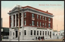 EDMONTON Alberta Postcard 1900s Street View Merchants Bank picture
