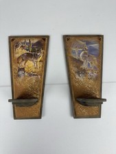 2 Bradford Exchange WOLF Wall Sconce Candle Holders SPIRITS of THE NIGHT Agnew picture