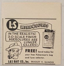 1957 Print Ad L&S Mirrolures Fishing Lures Bait Co. Bradley,Illinois picture