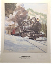 Vintage WASHINGTON Great Northern Railway Engine No. 1106 Art Print RARE picture
