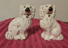 Antique Pair Of Shaffordshire Ware Porcelain Dogs 6 1/2- 6 3/4 Inches Tall picture