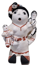 Vintage Storyteller With Three Children Pottery Figurine picture