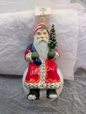 Vaillancourt Folk Art Ornament Santa On Snowball picture
