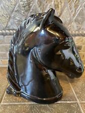 Vintage Abingdon Pottery Horse Head Bookend Black Equine Love picture